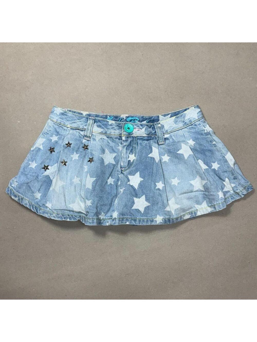 Vintage Y2K Denim Micro Mini Starry Skort Lala Bobo